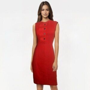 J. McLaughlin Orange Sleeveless Vintage Button Sheath Dress